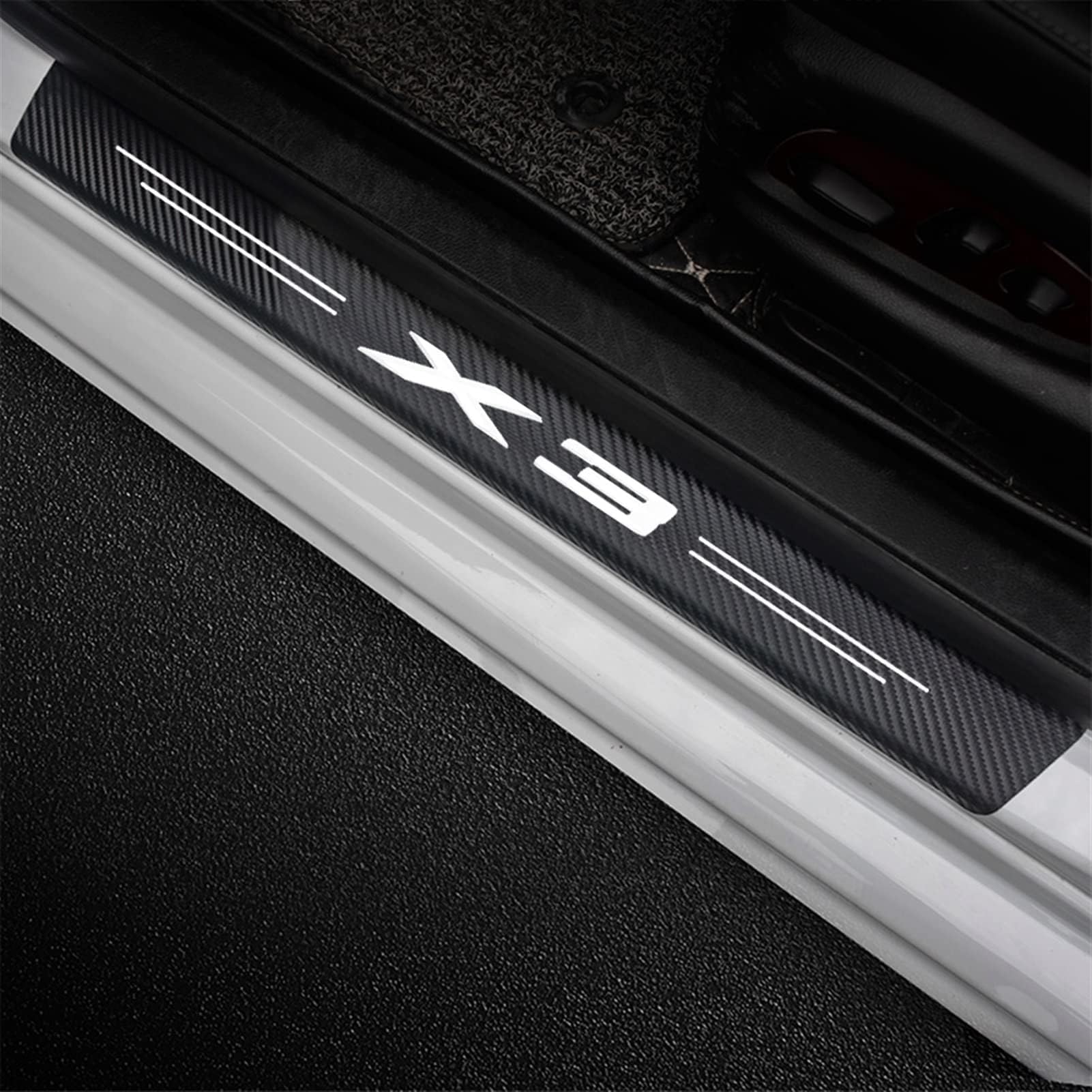 Auto Kohlefaser Einstiegsleisten Für B-MW X3 F48 E83 G01 Tuning Zubehör 4 STÜCKE Scuff Plate Türschwelle Sill Aufkleber,Black von DDGFHGHK