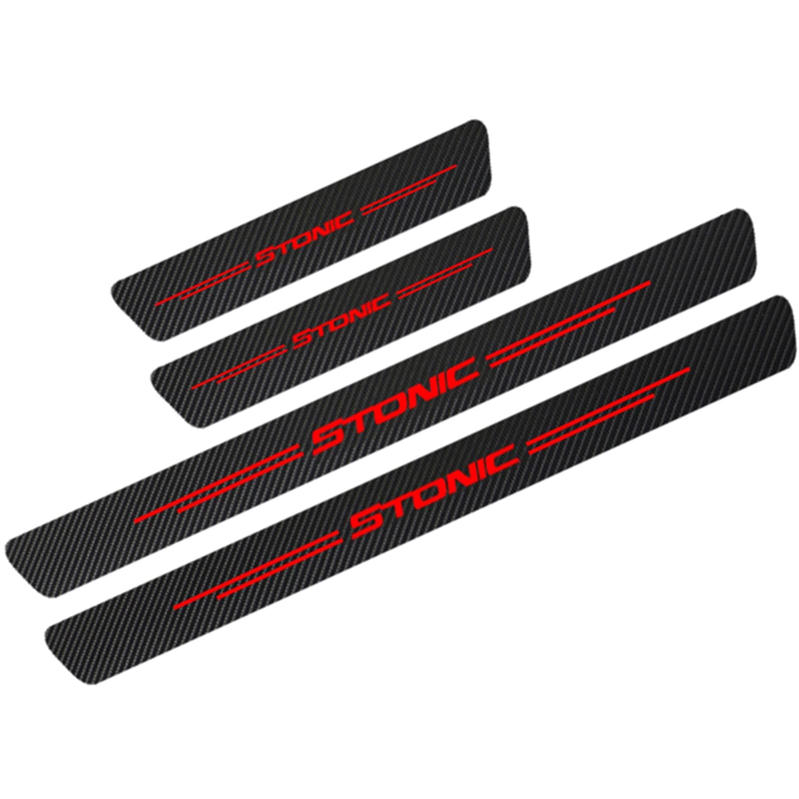 Auto Kohlefaser Einstiegsleisten Für K-IA Stonic Tuning Zubehör 4 STÜCKE Auto Scuff Plate Türschwelle Sill Aufkleber,Red von DDGFHGHK