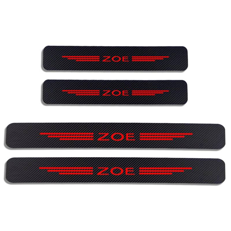 Auto Kohlefaser Einstiegsleisten Für Ren-Ault ZOE Tuning Zubehör 4 STÜCKE Auto Scuff Plate Türschwelle Sill Aufkleber,Red von DDGFHGHK