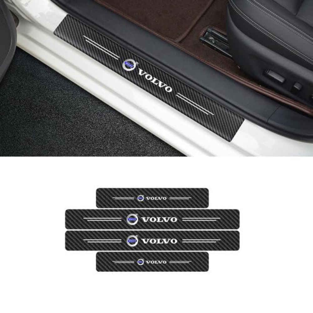 Auto Türschweller Schutz Leisten für Volvo EX30 2023 2024,Kohlefaser mit Emblem Einstiegsleisten Schutz Lackschutzfolie Anti KratzTrim Auto Accessories von DDGFHGHK