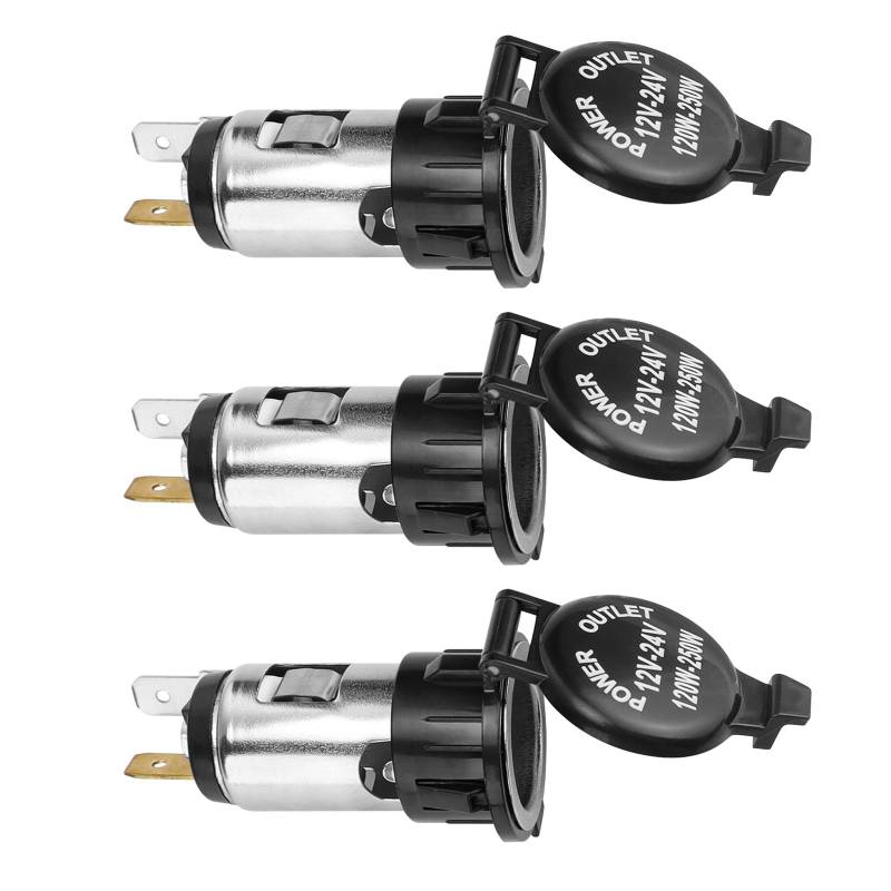 DEANKEJI 3 Stück Zigarettenanzünder Stecker, 12V/24V Zigarettenanzünder Steckdose, Auto Zigarettenanzünder, Geeignet für Autos, Motorräder, Boote von DEANKEJI