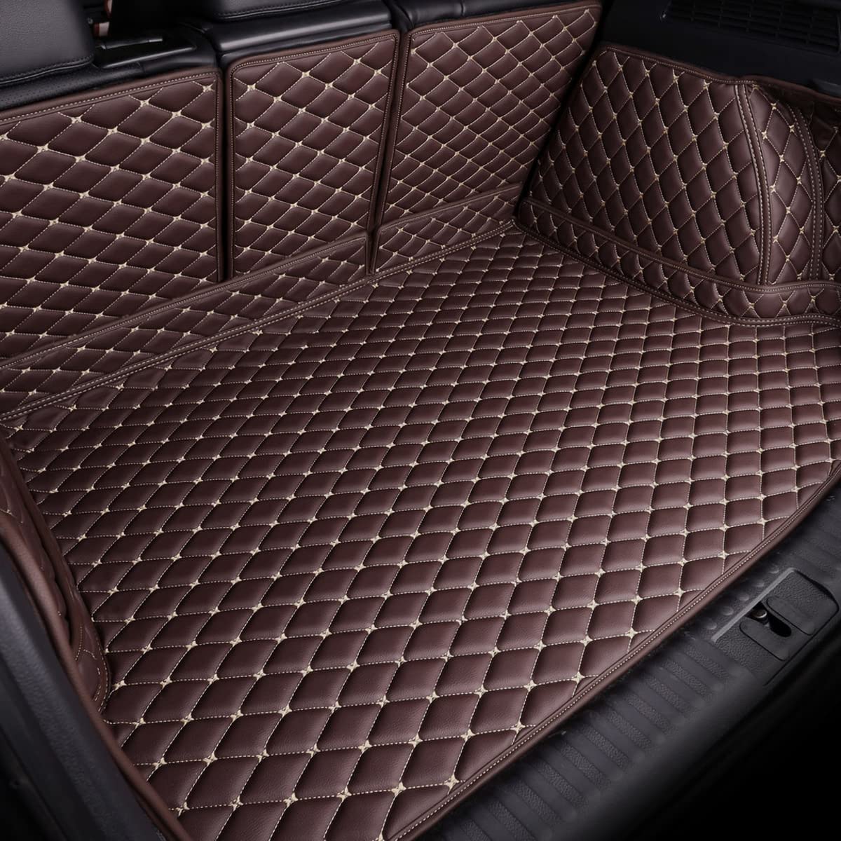 Auto Kofferraum Schutzmatte für Mazda CX-9 2019-2023, Antirutsch wasserdichte Voll Umgeben Rear Kofferraum Schutzmatte Zubehör,Coffee von DEBAO