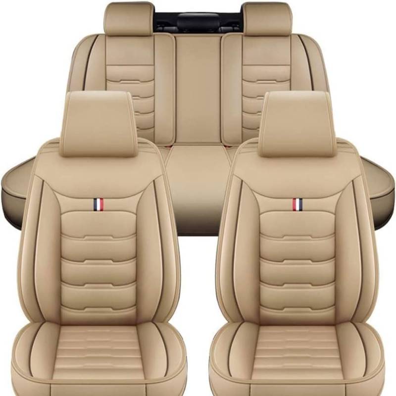 DEBAO Auto Sitzbezüge Set Autositzbezüge für Audi A4 Avant 2015+, Vorne Und Hinten Leder Auto-Schonbezüge Wasserdicht Sitzschoner Zubehör,Beige von DEBAO