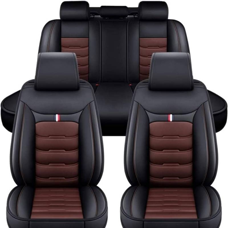 DEBAO Auto Sitzbezüge Set Autositzbezüge für Audi A5 Coupe F5/B9 2016-pr, Vorne Und Hinten Leder Auto-Schonbezüge Wasserdicht Sitzschoner Zubehör,Coffee-Black von DEBAO