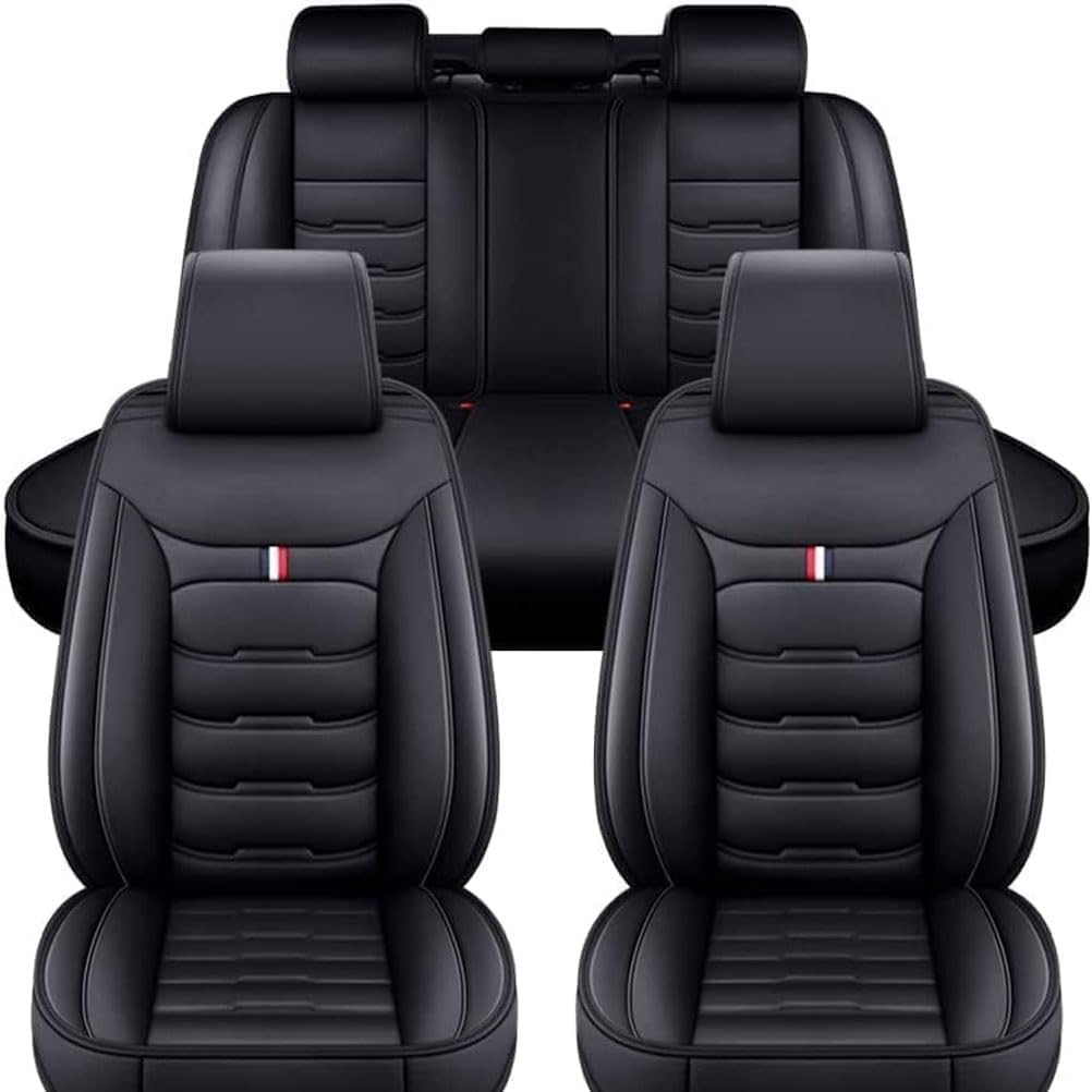 DEBAO Auto Sitzbezüge Set Autositzbezüge für KIA Sorento 5 Seats 2006 2007 2008, Vorne Und Hinten Leder Auto-Schonbezüge Wasserdicht Sitzschoner Zubehör,Black von DEBAO