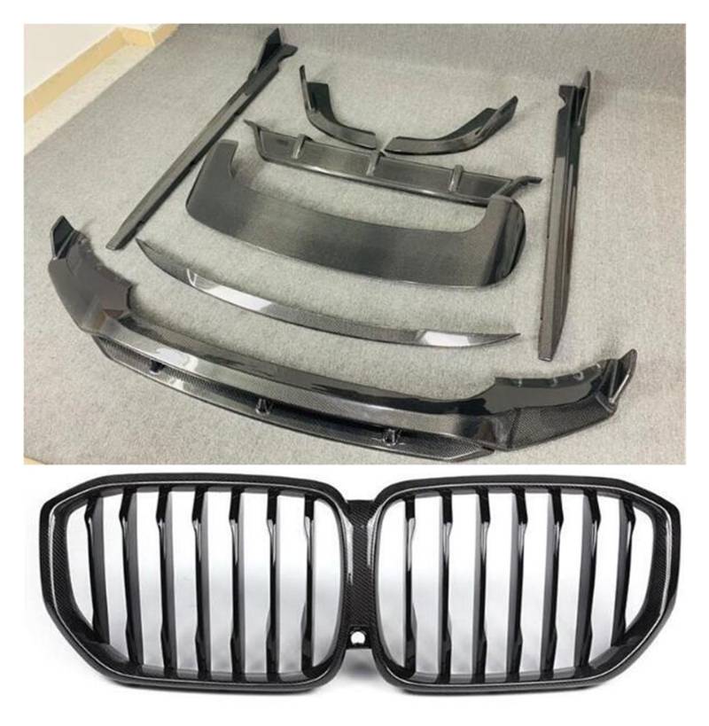 Auto Heckspoiler Flügel Für G05 X5 2019-2022 Carbon Auto Stoßstange Vorne Lippe + Hinten Diffusor + Seite Rock + Spoiler + Grills Grille + Rückansicht Kappe Körper Kit(XL1000V CLEAR) von DECFOIKN