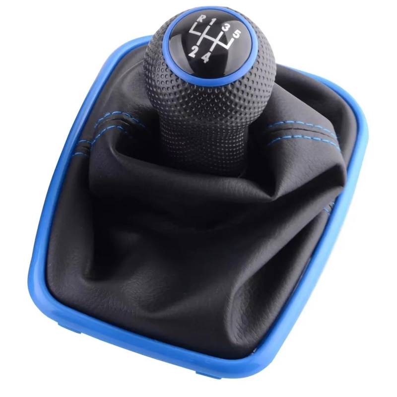 Auto-Schaltknauf Für VW 2003-2008 Für Golf 4 IV MK4 GTI R32 Für Bora Jetta MT 5 6 Gang Schaltknauf Hebel Shifter Gaitor Boot PU(5-Speed-Blue) von DECFOIKN