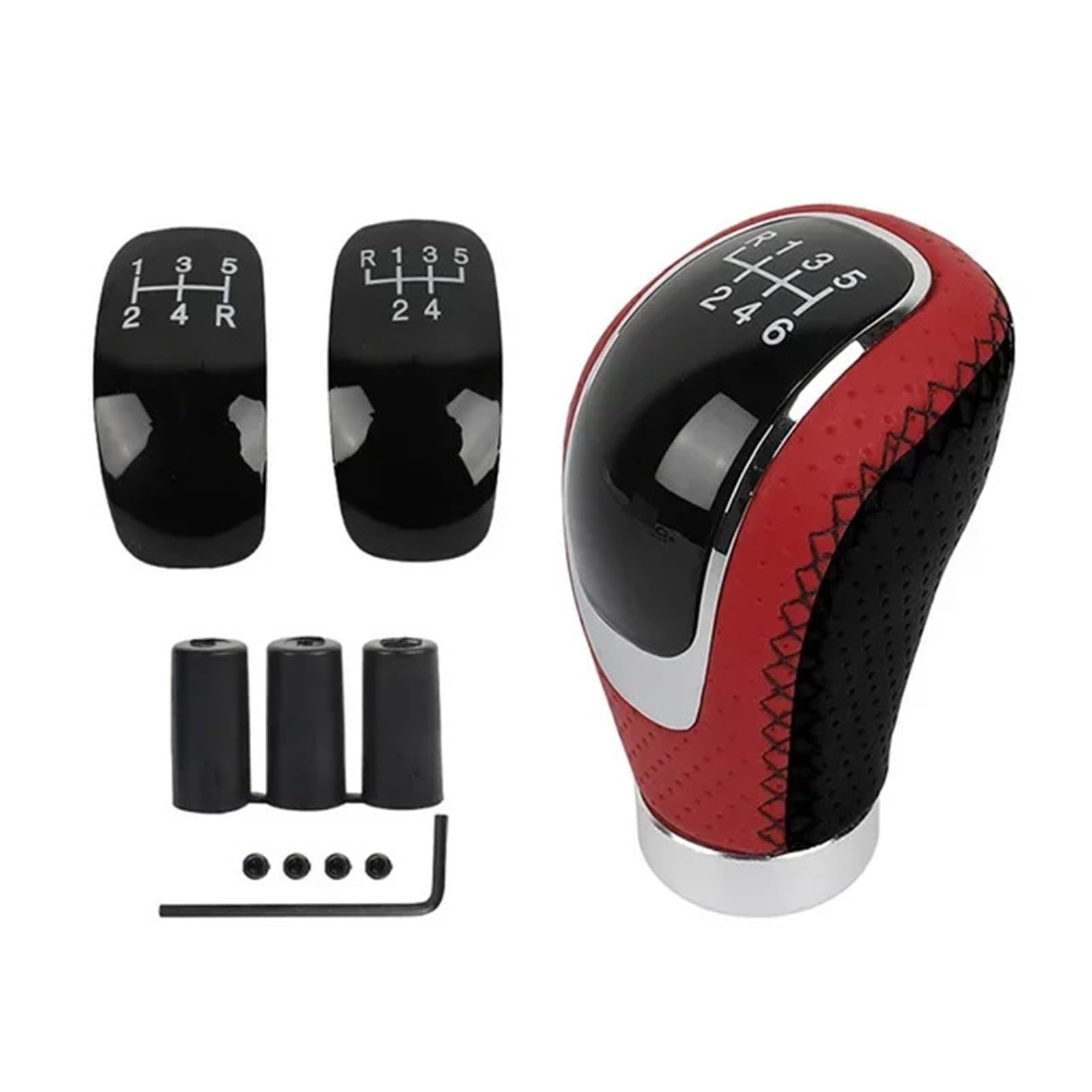 Auto-Schaltknauf Universal 5/6 Gang Schaltknauf Shifter Hebel Griff Stick PU Auto Zubehör Für Alle Manuellen Auto(Black red black line) von DECFOIKN