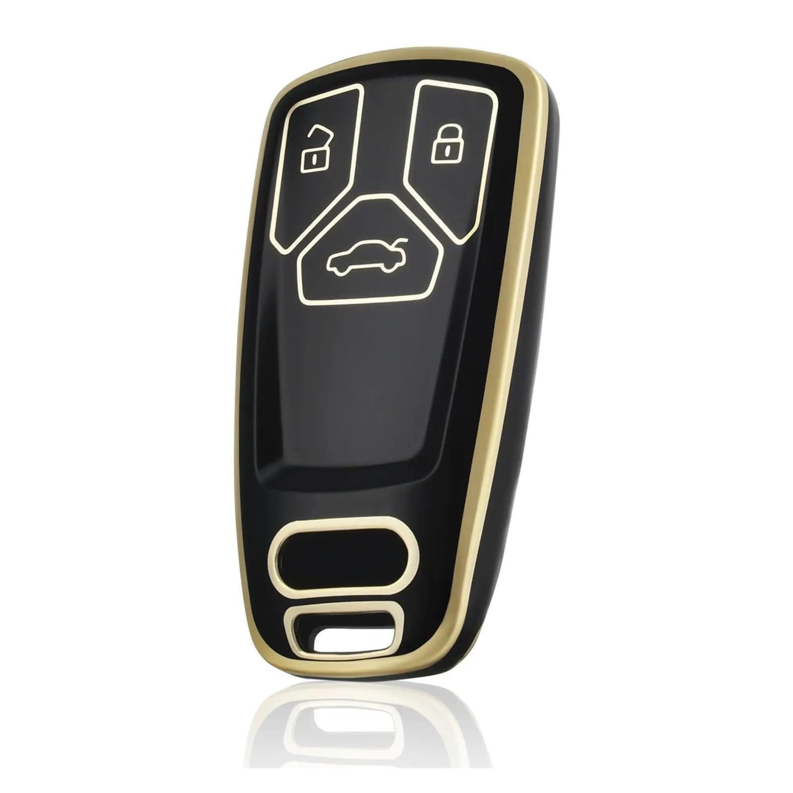 Auto Schlüsselgehäuse Für A4 B9 A5 A6 8S 8W Q5 Q7 4M S4 S5 S7 TT TTS TFSI RS TPU Auto Fernbedienung Schlüssel Fall Abdeckung ShellProtector Schlüsselbund(Black Gold) von DECFOIKN