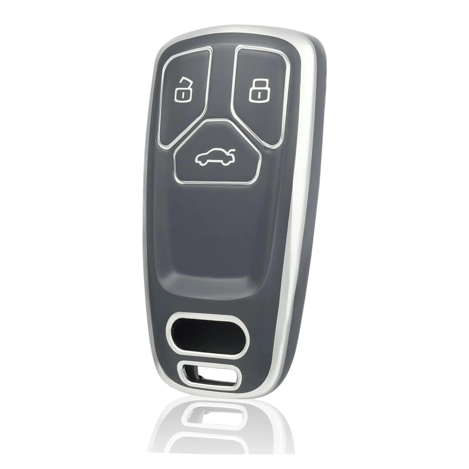 Auto Schlüsselgehäuse Für A4 B9 A5 A6 8S 8W Q5 Q7 4M S4 S5 S7 TT TTS TFSI RS TPU Auto Fernbedienung Schlüssel Fall Abdeckung ShellProtector Schlüsselbund(Grey Silver) von DECFOIKN