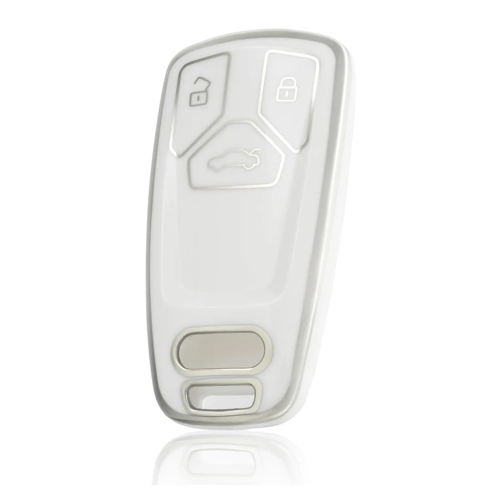 Auto Schlüsselgehäuse Für A4 B9 A5 A6 8S 8W Q5 Q7 4M S4 S5 S7 TT TTS TFSI RS TPU Auto Fernbedienung Schlüssel Fall Abdeckung ShellProtector Schlüsselbund(White Silver) von DECFOIKN