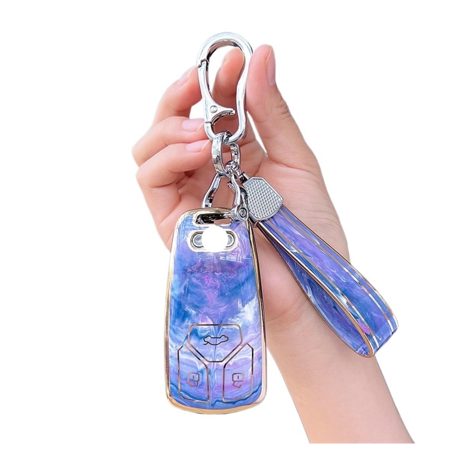 Auto Schlüsselgehäuse Für A4 Q5 Q7 B9 A5 A6 8S 8W 4M S4 S5 S7 TT S TFSI TPU Auto Schlüssel Fall Abdeckung Shell Schutz Fob Keyless Auto Schlüssel Abdeckung Schlüssel Kette(Purple Chain2) von DECFOIKN