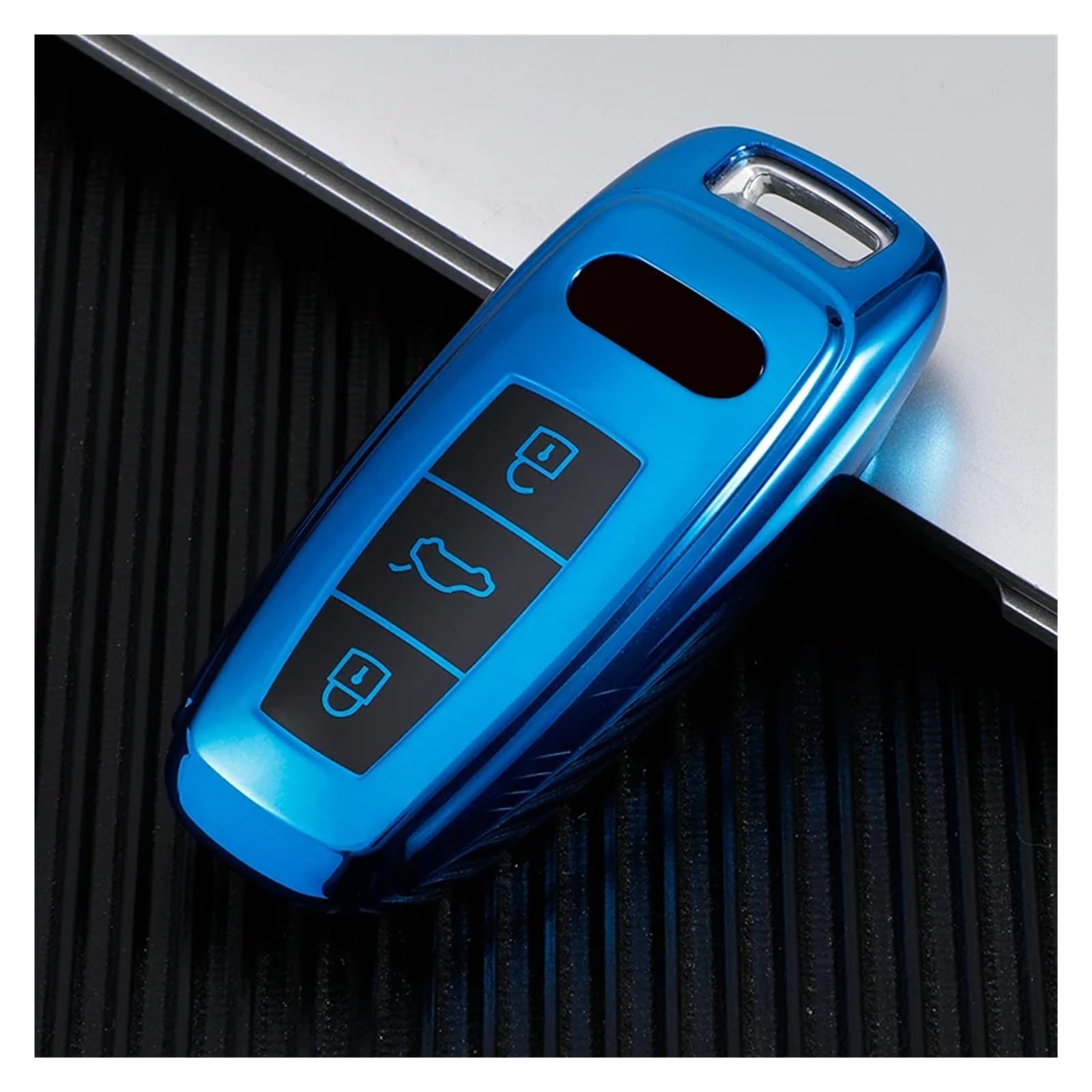 Auto Schlüsselgehäuse Für A6 A7 A8 A4 C8 Q8 Q5 D5 E-tron TPU Auto Fernbedienung Schlüssel Abdeckung Fall Tasche Schlüsselbund Schlüssel Shell Fob Hodler Schutz Zubehör(Blue Key case) von DECFOIKN