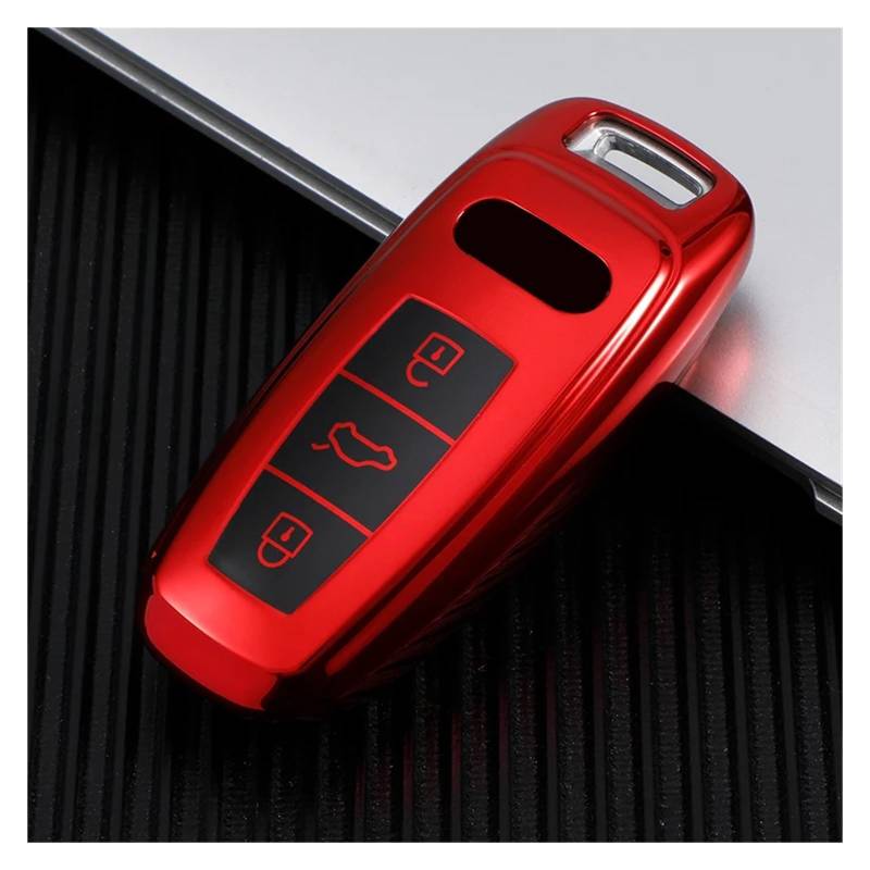 Auto Schlüsselgehäuse Für A6 A7 A8 A4 C8 Q8 Q5 D5 E-tron TPU Auto Fernbedienung Schlüssel Abdeckung Fall Tasche Schlüsselbund Schlüssel Shell Fob Hodler Schutz Zubehör(Red Key case) von DECFOIKN