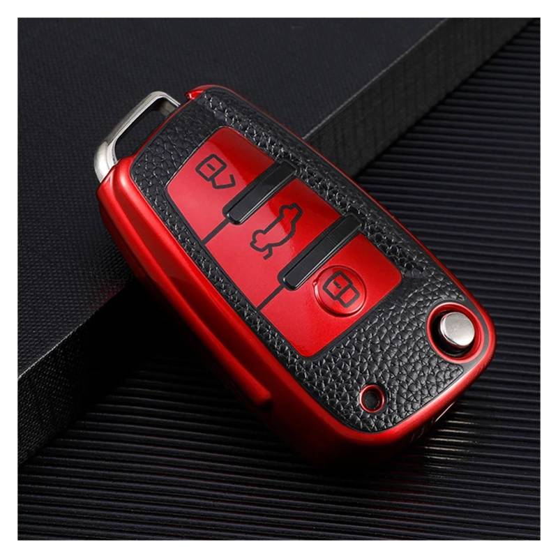 Auto Schlüsselgehäuse Für C6 R8 A1 A3 Q3 A4 A5 Q5 A6 A7 S6 B6 B7 B8 8P 8V 8L TT RS Sline Zubehör TPU 3 Tasten Auto Schlüssel Fall Abdeckung(Red) von DECFOIKN