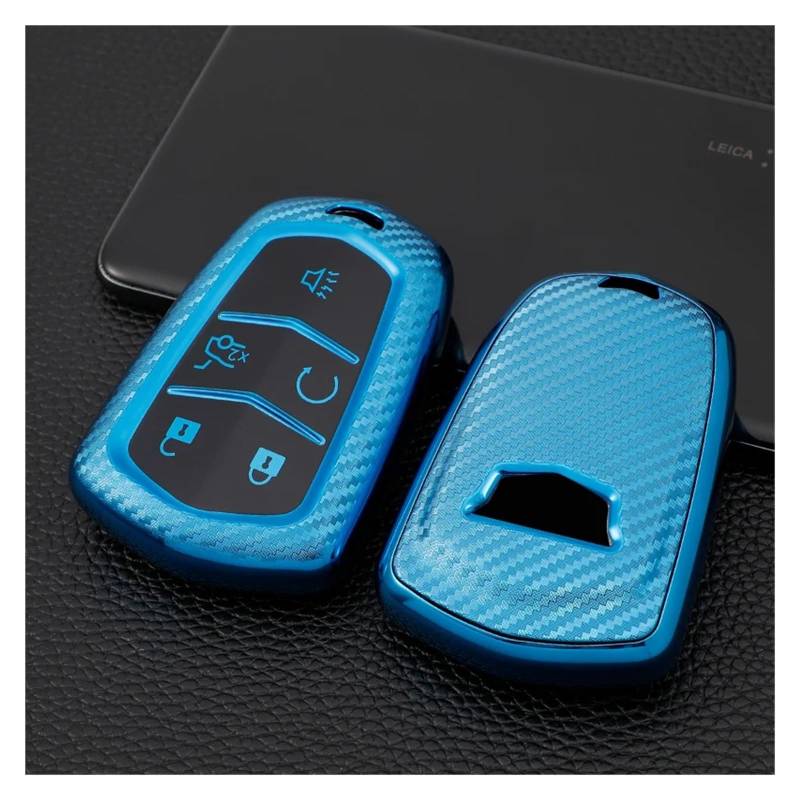 Auto Schlüsselgehäuse Für Cadillac ATS CT6 Cts DTS XT5 Escalade ESV SRX STS XTS ELR 2014-2018 Schlüsselbund TPU Fernbedienung Auto Schlüssel Fall Abdeckung Shell Fob(Blue) von DECFOIKN