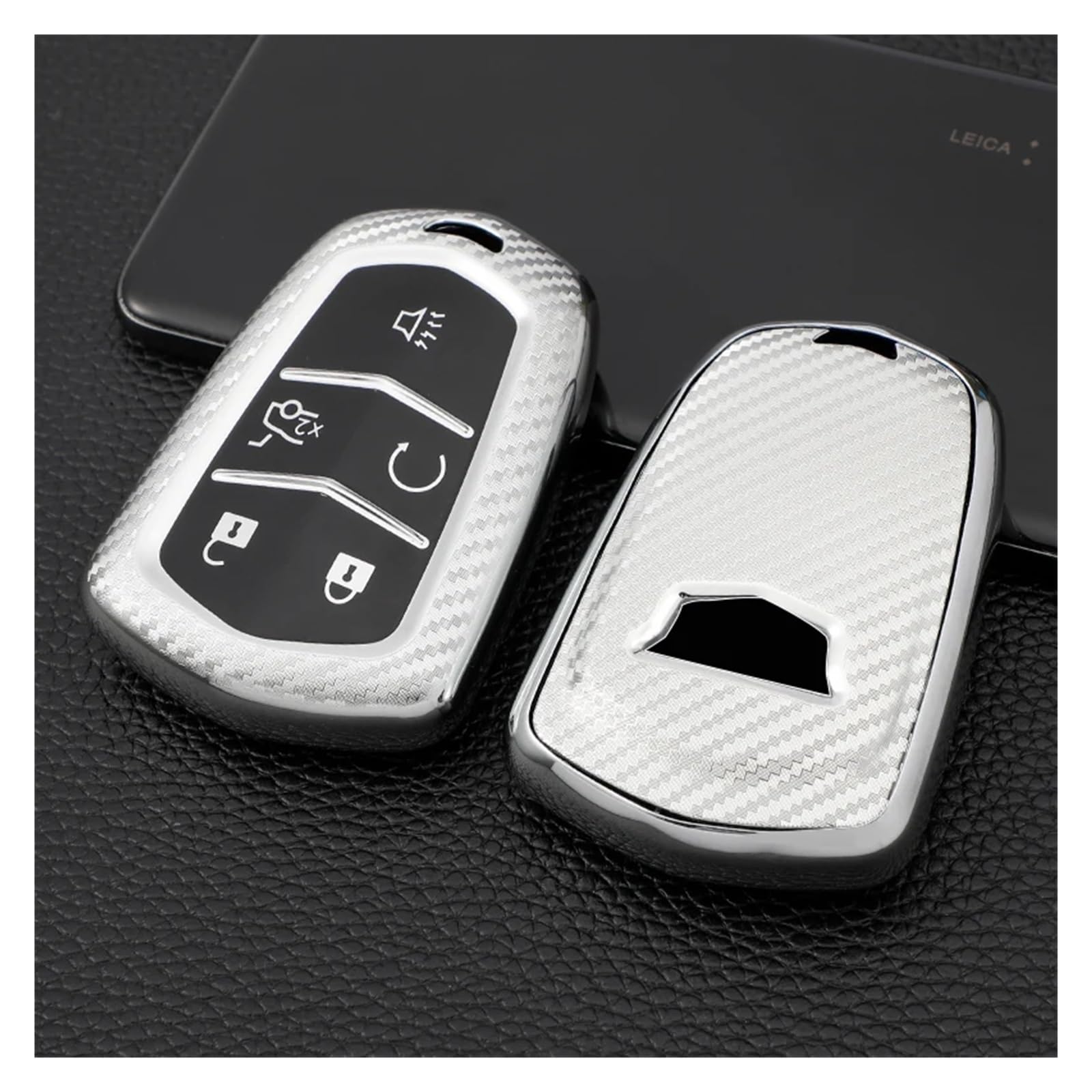 Auto Schlüsselgehäuse Für Cadillac ATS CT6 Cts DTS XT5 Escalade ESV SRX STS XTS ELR 2014-2018 Schlüsselbund TPU Fernbedienung Auto Schlüssel Fall Abdeckung Shell Fob(Silver) von DECFOIKN