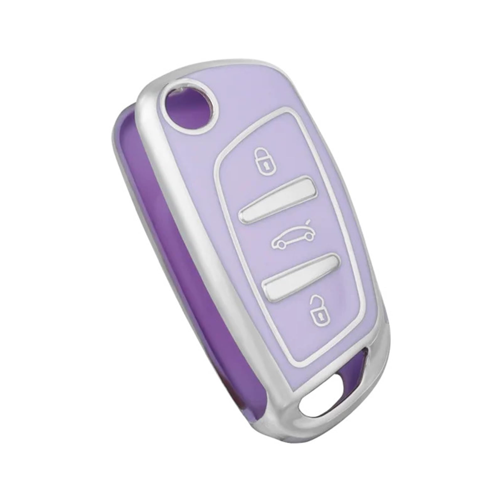 Auto Schlüsselgehäuse Für Citroen C2 C3 C4 C5 C6 C8 DS4 Für Peugeot 107 207 306 307 407 308 607 TPU Auto Flip Schlüssel Fall Abdeckung Shell Fob(Purple Silver) von DECFOIKN