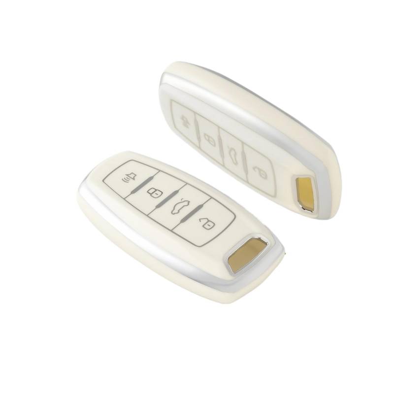 Auto Schlüsselgehäuse Für Great Wall Für Haval Havor Coupe H6 H7 H8 H9 H4 F5 F7 H2S Jolion Dargo Schutz Halter TPU Auto Fernbedienung Schlüssel Fall Abdeckung Shell Fob(White Silver) von DECFOIKN