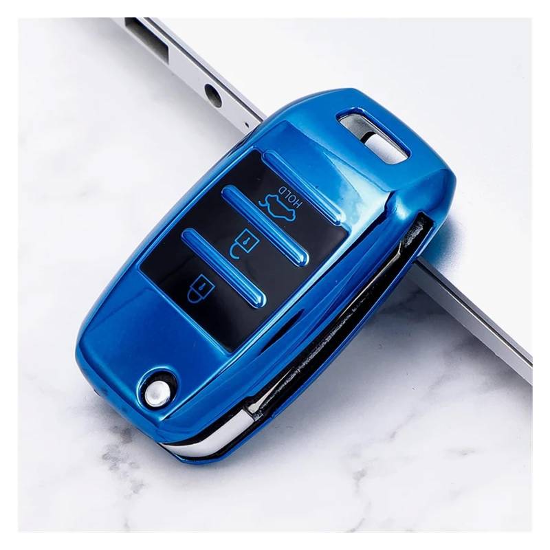 Auto Schlüsselgehäuse Für Kia Rio QL Sportage Ceed Cerato Sorento K2 K3 K4 K5 TPU Auto Klapp Schlüssel Fall Abdeckung Tasche Halter Schlüsselbund Schlüssel Schutz(Blue) von DECFOIKN