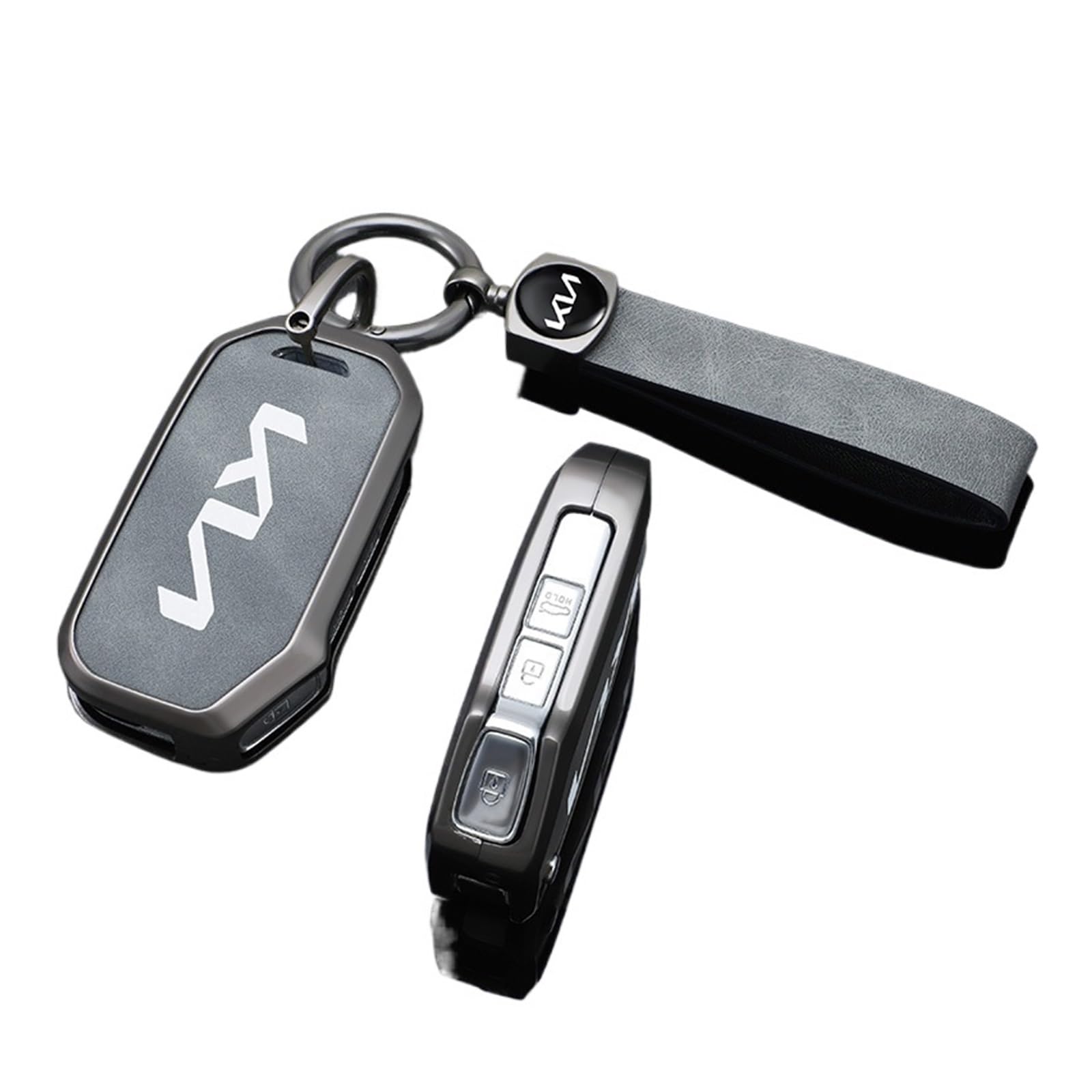 Auto Schlüsselgehäuse Für Kia Sportage Ceed Xceed Sport K5 Seltos 2019 2020 2022 2023 Zink-Legierung Fernbedienung Schlüssel Fall Auto Halter Kette Schlüssel Abdeckung(N-Grey Keyring) von DECFOIKN