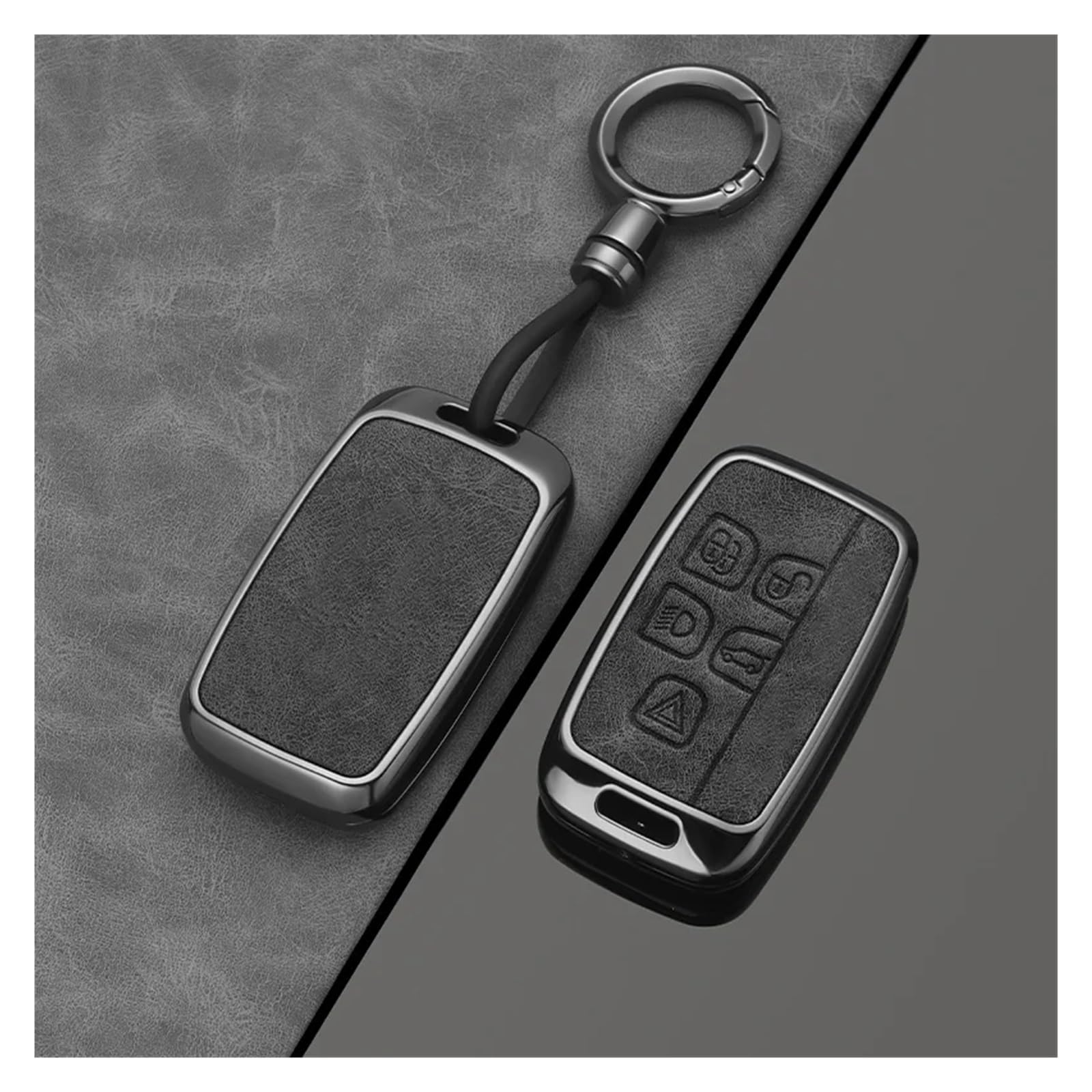 Auto Schlüsselgehäuse Für Land Rover Range Rover Sport Discovery 3 4 Elander 2 Evoque Legierung Stil Auto Schlüssel Fall Abdeckung Shell Fob Schlüsselanhänger Zubehör(A Grey) von DECFOIKN