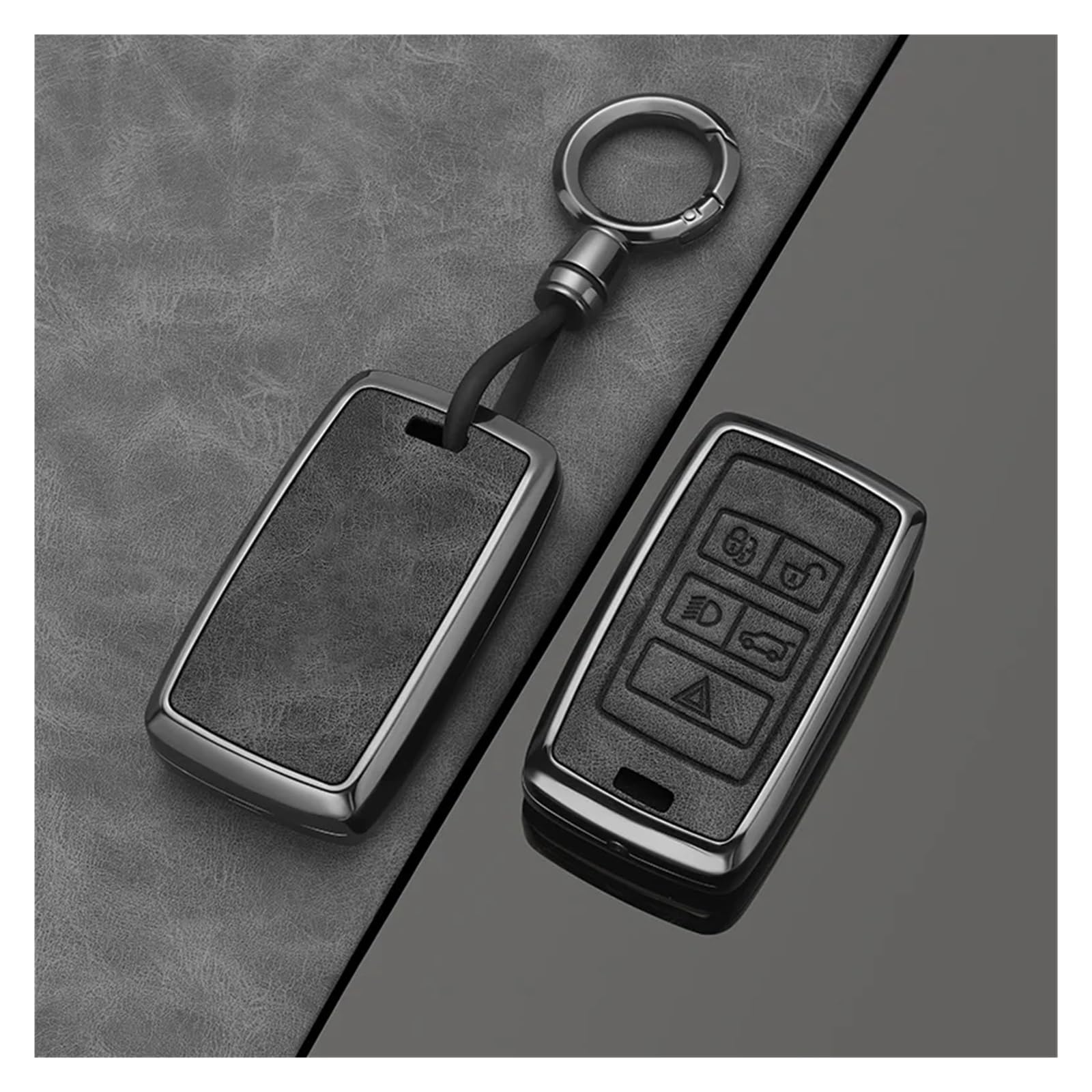 Auto Schlüsselgehäuse Für Land Rover Range Rover Sport Discovery 3 4 Elander 2 Evoque Legierung Stil Auto Schlüssel Fall Abdeckung Shell Fob Schlüsselanhänger Zubehör(B Grey) von DECFOIKN