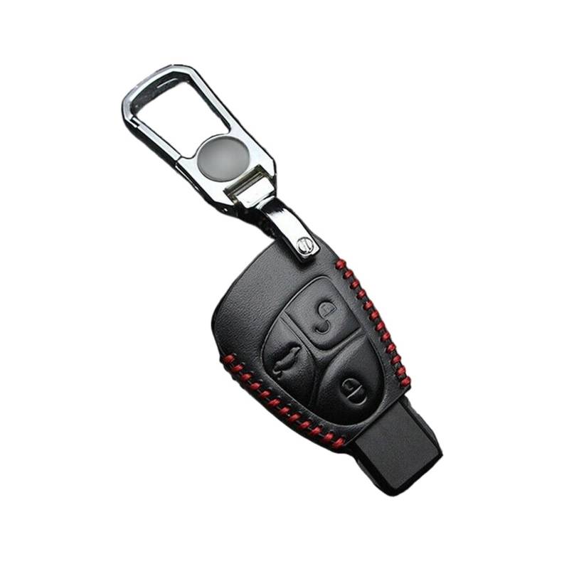 Auto Schlüsselgehäuse Für Mercedes Benz CBER Klasse GL CLS CLK SLK W203 W211 W204 3 Tasten Kette Fernbedienung Auto Schlüssel Fob Fall Abdeckung Halter Shell(Black Red) von DECFOIKN