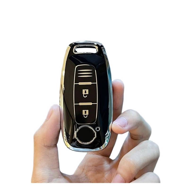 Auto Schlüsselgehäuse Für Nissan X-Trail T33 Qashqai J12 Teana Altima Ariya 2022 2023 3 4 Tasten Fernbedienung Auto Shell TPU Schlüssel Fall Abdeckung Halter Keychain(3A Black Cover) von DECFOIKN