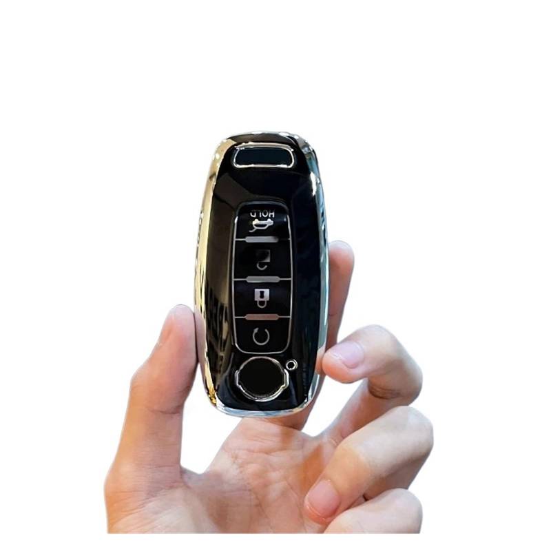 Auto Schlüsselgehäuse Für Nissan X-Trail T33 Qashqai J12 Teana Altima Ariya 2022 2023 3 4 Tasten Fernbedienung Auto Shell TPU Schlüssel Fall Abdeckung Halter Keychain(4button Black Cover) von DECFOIKN