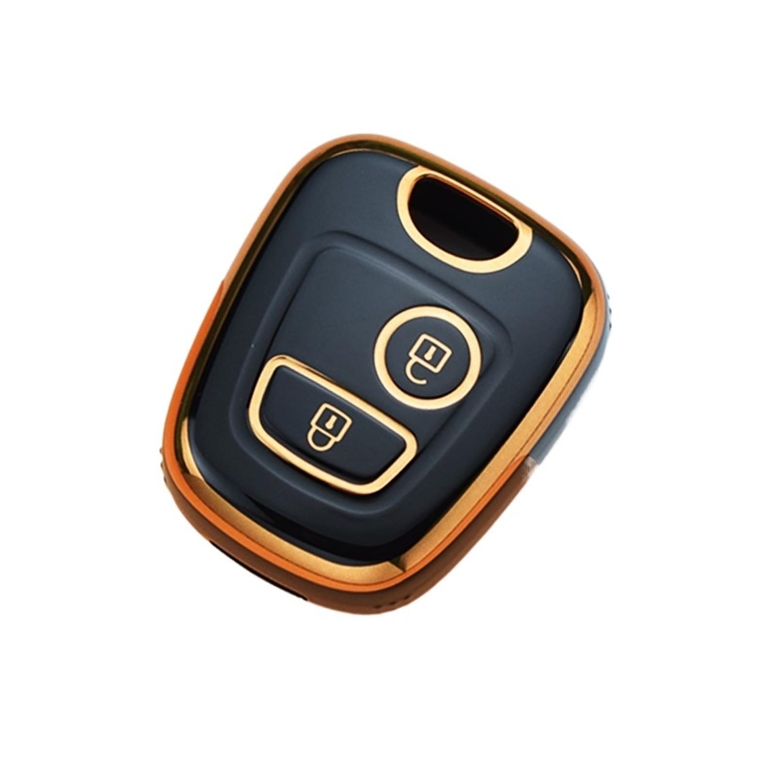 Auto Schlüsselgehäuse Für Peugeot 107 206 207 307 Für Citroen C1 C2 C3 C4 Für Toyota Aygo TPU Auto Fernbedienung Schlüssel Fall Abdeckung Shell Fob Schlüsselbund(Gold Edge Black) von DECFOIKN