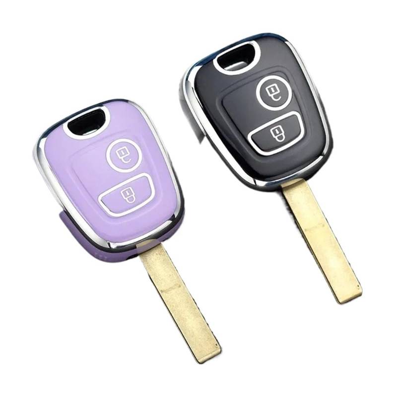 Auto Schlüsselgehäuse Für Peugeot 107 206 207 307 Für Citroen C1 C2 C3 C4 Für Toyota Aygo TPU Auto Fernbedienung Schlüssel Fall Abdeckung Shell Fob Schlüsselbund(Keychain 10) von DECFOIKN