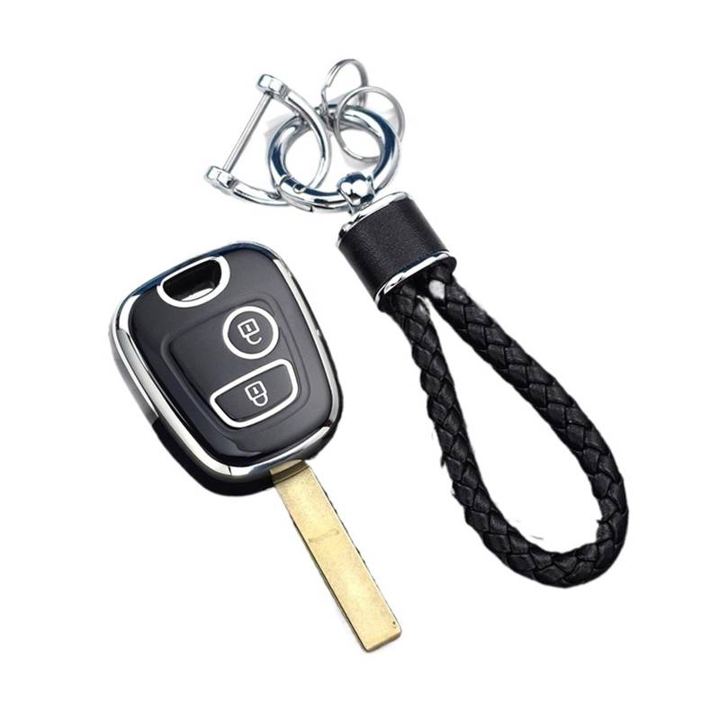 Auto Schlüsselgehäuse Für Peugeot 107 206 207 307 Für Citroen C1 C2 C3 C4 Für Toyota Aygo TPU Auto Fernbedienung Schlüssel Fall Abdeckung Shell Fob Schlüsselbund(Keychain 11) von DECFOIKN