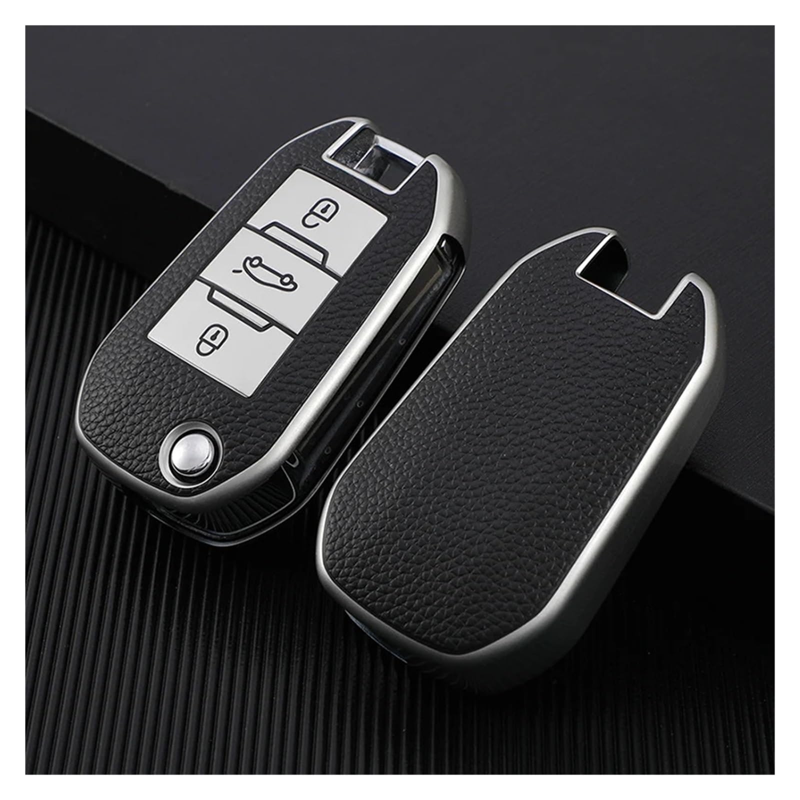 Auto Schlüsselgehäuse Für Peugeot 508 301 2008 3008 4008 Für Citroen Cactus C4L Auto Flip Key Case Schutzhülle Shell Halter Tasche Schlüsselanhänger(Silver case) von DECFOIKN