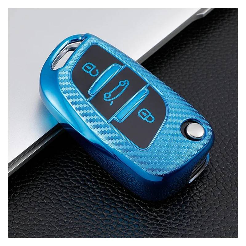 Auto Schlüsselgehäuse Für Peugeot Für Citroen C1 C2 C3 C4 C5 DS3 DS4 DS5 DS6 Protector Auto Klapp Schlüssel Abdeckung Fall Tasche Shell Halter Schlüsselbund(Blue Key case) von DECFOIKN