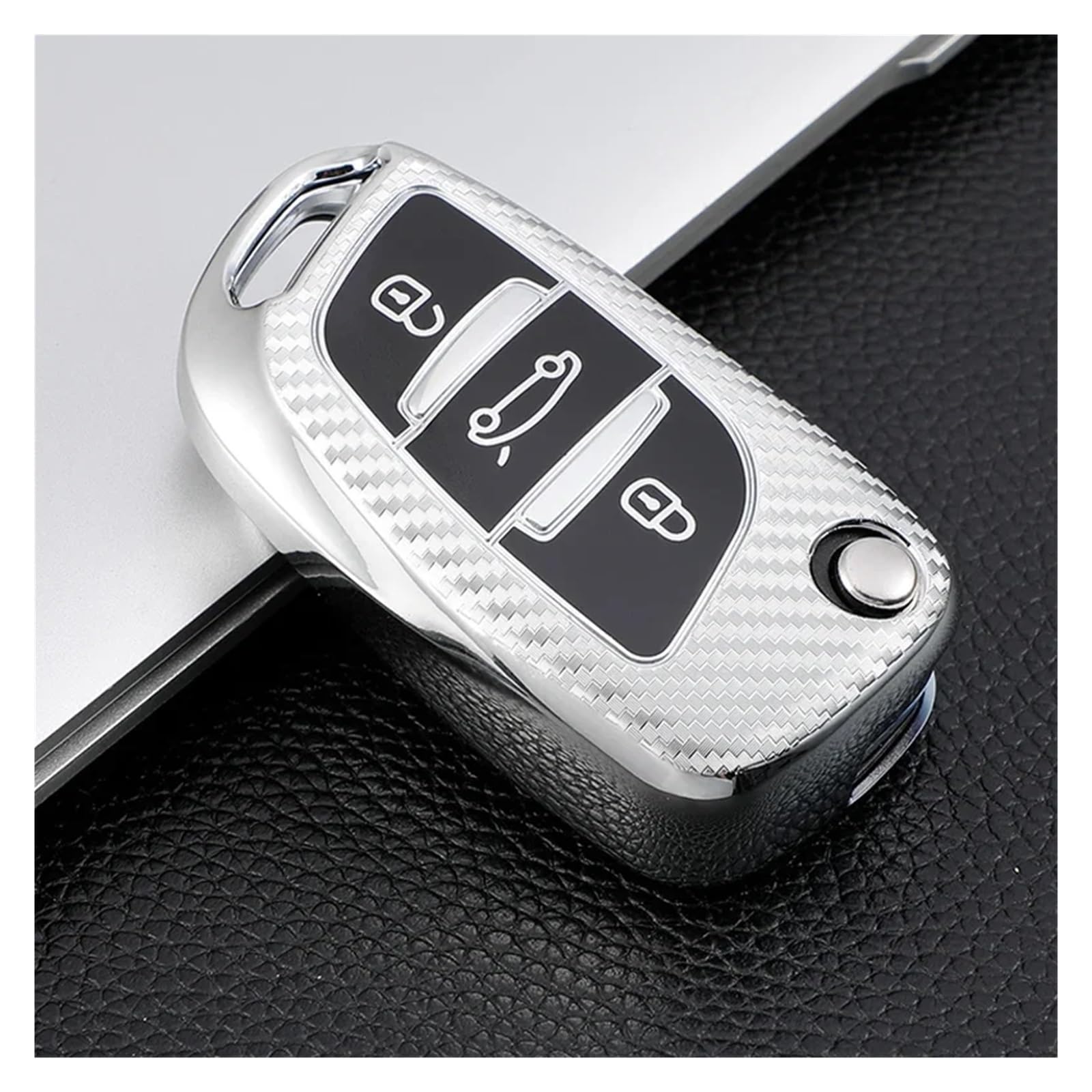 Auto Schlüsselgehäuse Für Peugeot Für Citroen C1 C2 C3 C4 C5 DS3 DS4 DS5 DS6 Protector Auto Klapp Schlüssel Abdeckung Fall Tasche Shell Halter Schlüsselbund(Silver Key case) von DECFOIKN