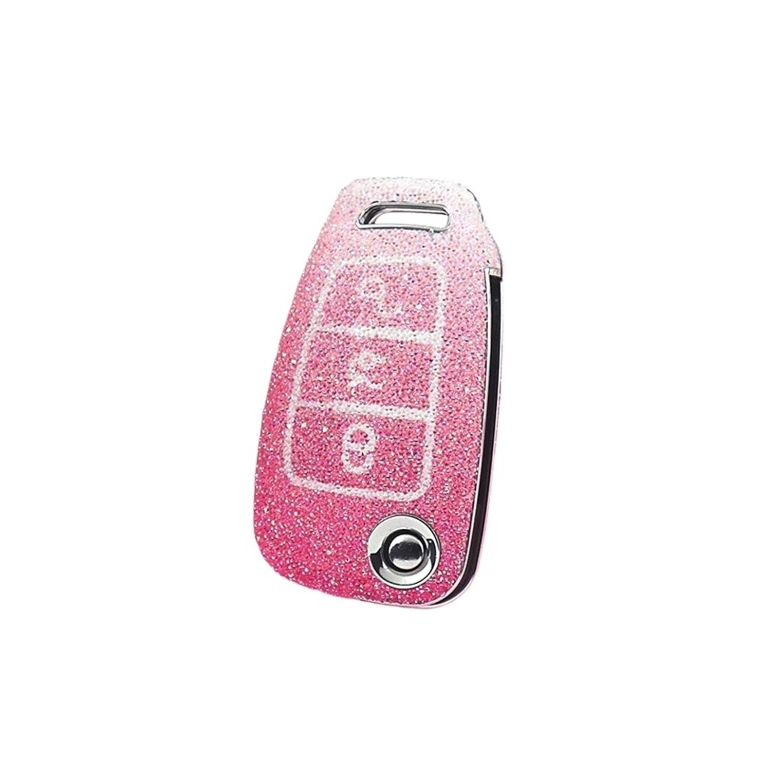 Auto Schlüsselgehäuse Für Q2 Q3 Q5 Q7 Q8 SQ5 A1 A3 8P A4 A5 A6 C7 A7 S3 S7 S8 R8 TT RS3 RS6 ABS Rhinesto Auto Schlüssel Fall Abdeckung Shell Fob Zubehör(Audi-C10-Pink) von DECFOIKN