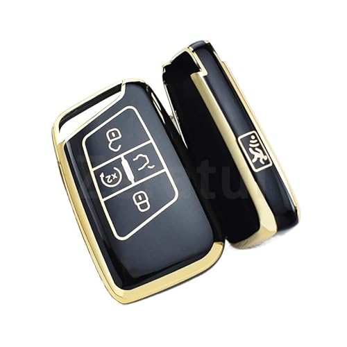 Auto Schlüsselgehäuse Für Skoda Superb A7 Auto Fernbedienung Schlüssel Fall Abdeckung Halter Zubehör 5 Tasten TPU Shell Fob Für VW Für Magotan Für Passat B8(Black Cover(GLD)) von DECFOIKN