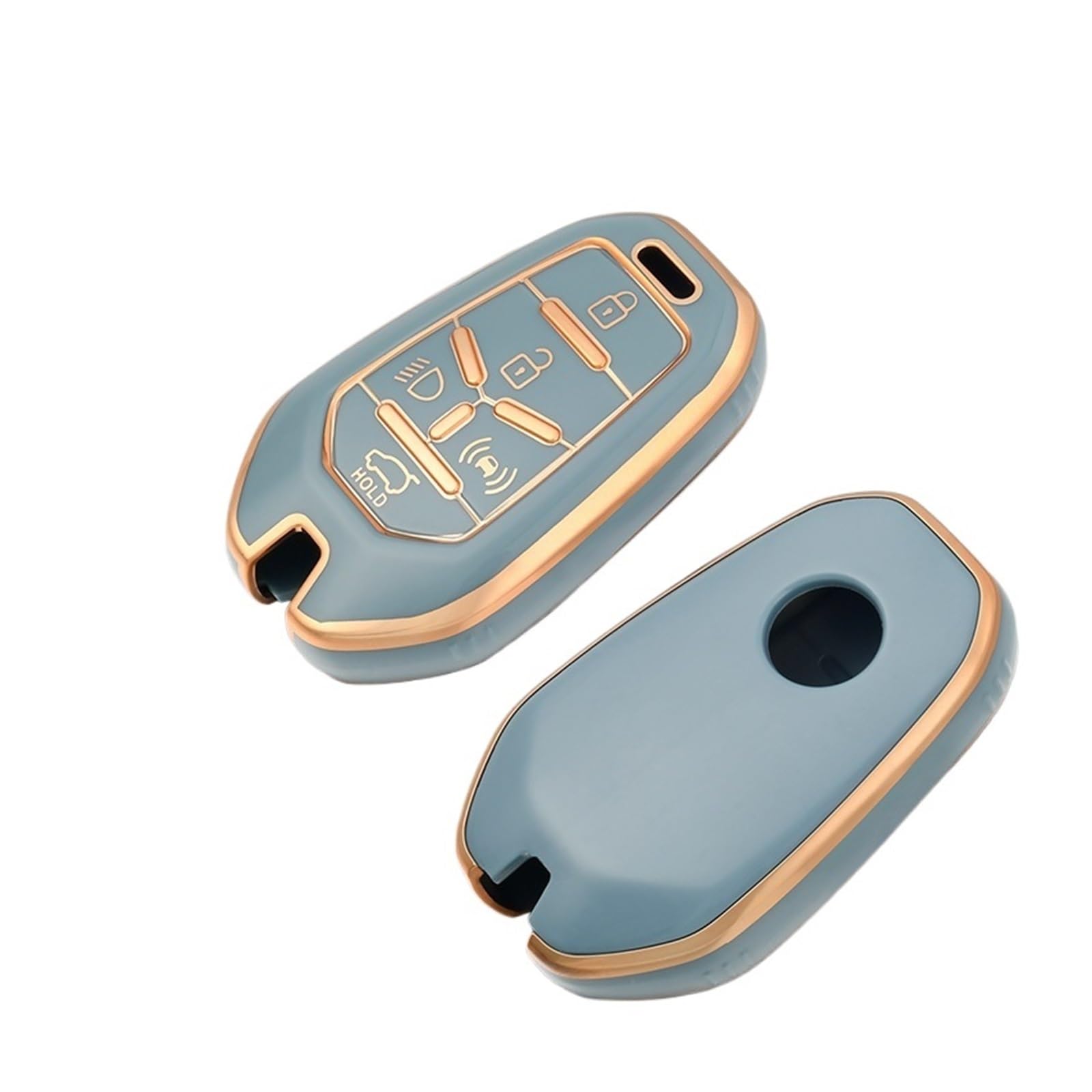 Auto Schlüsselgehäuse Für SsangYong Rexton Y400 Y450 G4 2021 2022 Auto Fernbedienung Schlüssel Fall Abdeckung Schutz Halter TPU Shell Fob Zubehör 5 Tasten(Blue Gold) von DECFOIKN