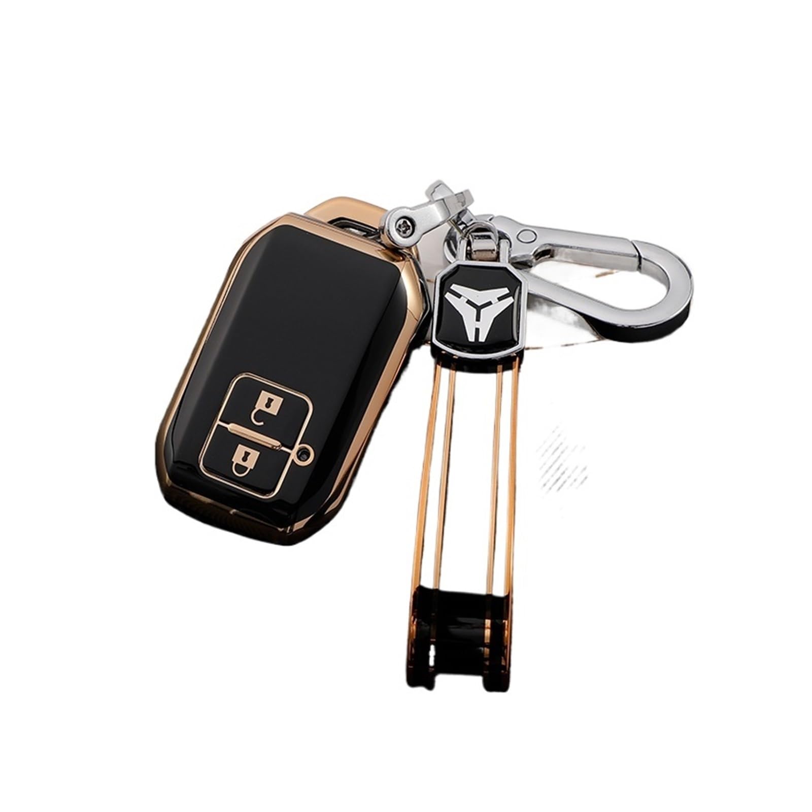 Auto Schlüsselgehäuse Für Suzuki Swift Wagon R Monopoly Typ Keyless Shell Schutz 2 Taste TPU Auto Schlüssel Fernbedienung Fall Abdeckung Schlüssel Kette Zubehör(Black Key Chain) von DECFOIKN