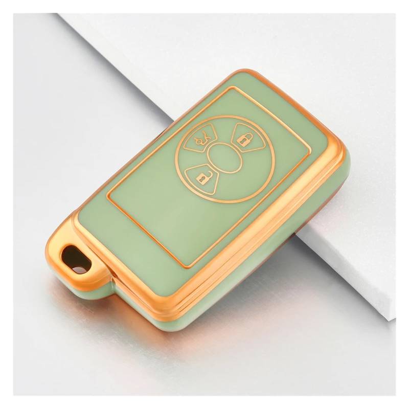 Auto Schlüsselgehäuse Für Toyota Camry Avalon Avalon Corolla Yaris 3 Tasten Auto Schlüsselanhänger Fall Abdeckung Smart Remote Key Fob Schutz Zubehör Keychai(Green Gold) von DECFOIKN