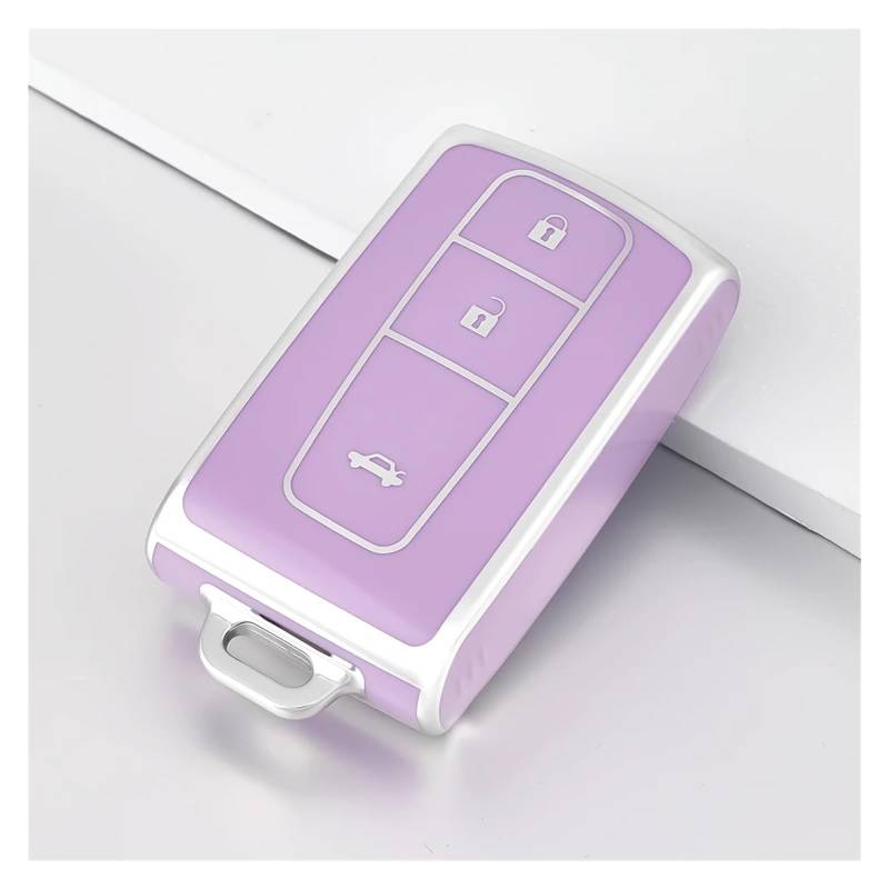 Auto Schlüsselgehäuse Für Toyota Prius 2004 2005 2006 2007 2008 Corolla Verso Camry 3 Tasten Auto Remote Key Case Fob Abdeckung Shell Schlüssel Schutz Halter(Purple Silver) von DECFOIKN