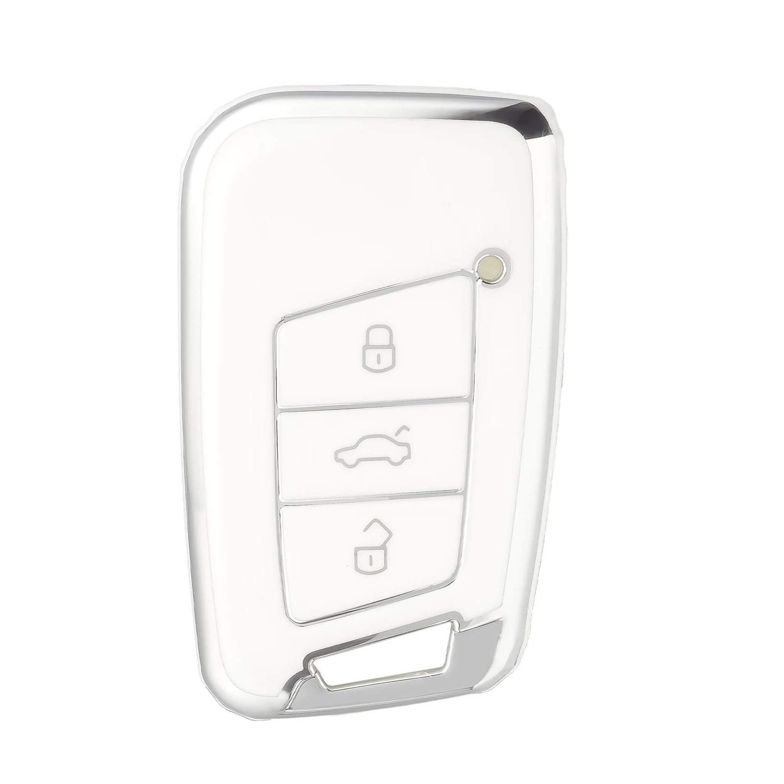 Auto Schlüsselgehäuse Für VW Golf 7 MK7 Tiguan MK2 SEAT Ateca Leon FR 2 Ibiza Skoda Octavia A7 TPU Auto Remote Key Fob Fall Abdeckung Shell(White Silver) von DECFOIKN