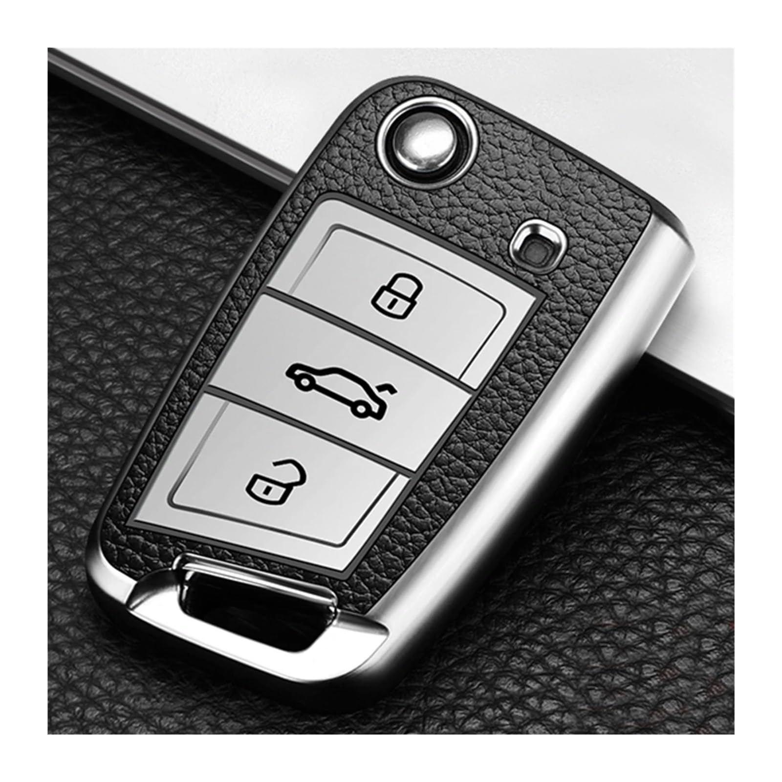 Auto Schlüsselgehäuse Für VW MK7 GTI 7 Golf 7 Golf R Skoda Octavia A7 Sitz TPU Auto Auto Schlüssel Fall Folding Remote Shell Fob Abdeckung(Silver) von DECFOIKN