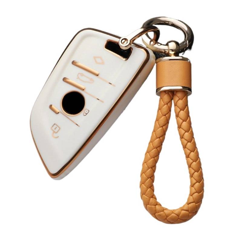 Auto Schlüsselgehäuse Für X1 X3 X4 X5 X6 F15 F16 G30 3 5 7 Serie G11 F48 Zubehör Schlüsselbund TPU Auto Fernbedienung Schlüssel Fall Abdeckung Shell Fob(White Gold Set1) von DECFOIKN