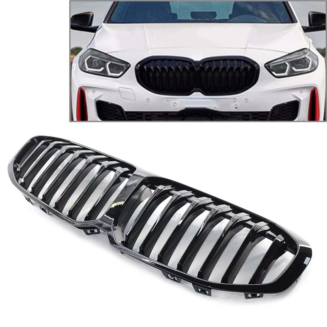 Auto Front Kühlergrille für BMW F40 1 Series 2019 2020 2021,Front Nieren Kühlergrill Front stoßstange Gitter Waben Grill Dauerhaft von DECI