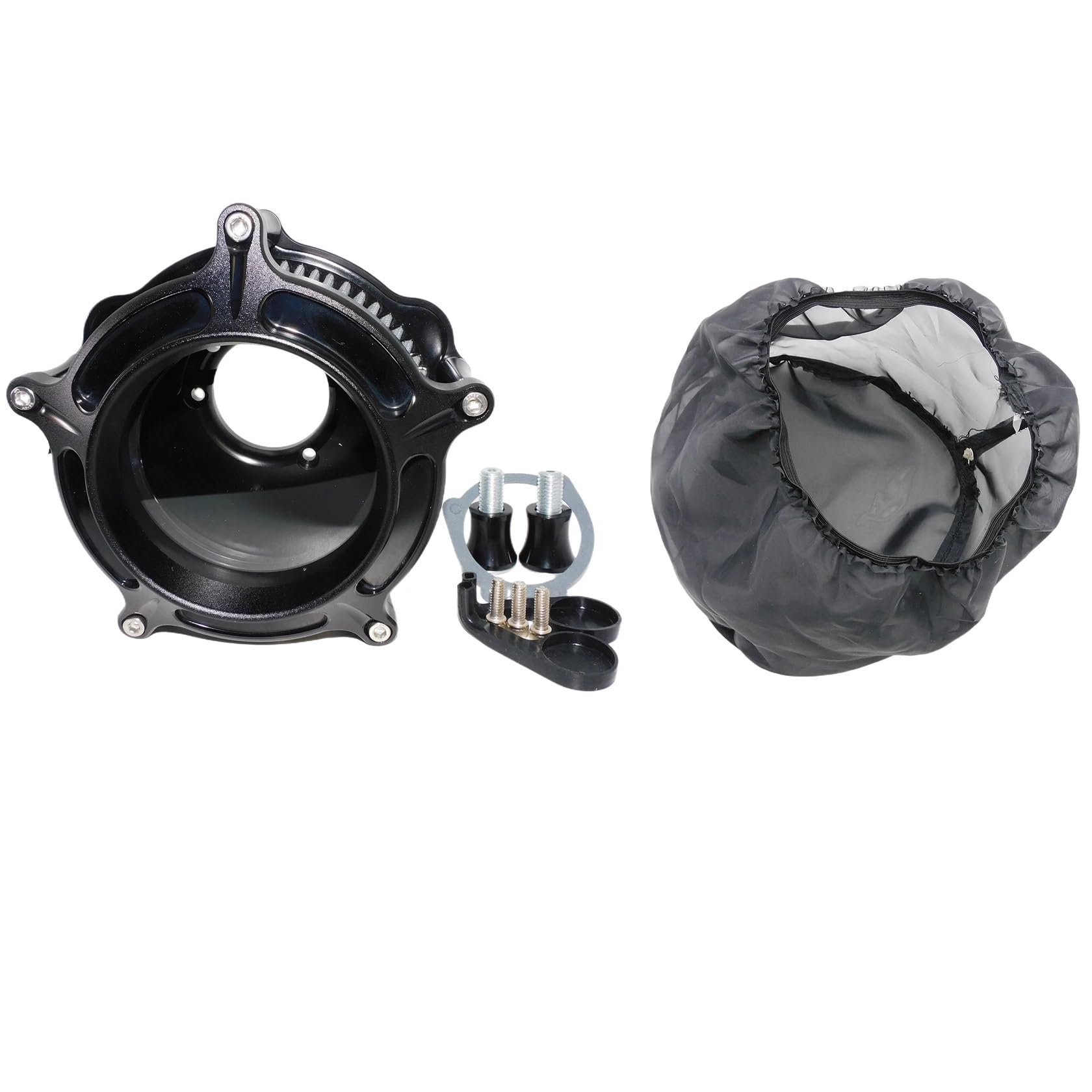 Ansaugluftfilter Motorrad Für Sportster Für Iron XL 883 1200 Für Touring Für Street Glide Für Softail Für Dyna Für FXDLS Motorrad-Luftfilterreinigersystem-Ansaugkit Luftfilter Motorrad(Air Cleaner Set von DECTER