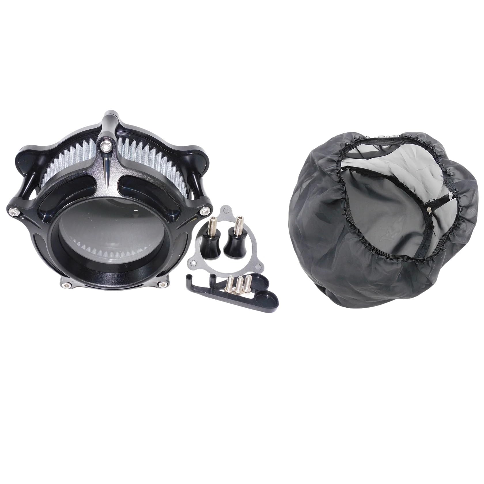 Ansaugluftfilter Motorrad Für Sportster Für Iron XL 883 1200 Für Touring Für Street Glide Für Softail Für Dyna Für FXDLS Motorrad-Luftfilterreinigersystem-Ansaugkit Luftfilter Motorrad(Air Cleaner Set von DECTER