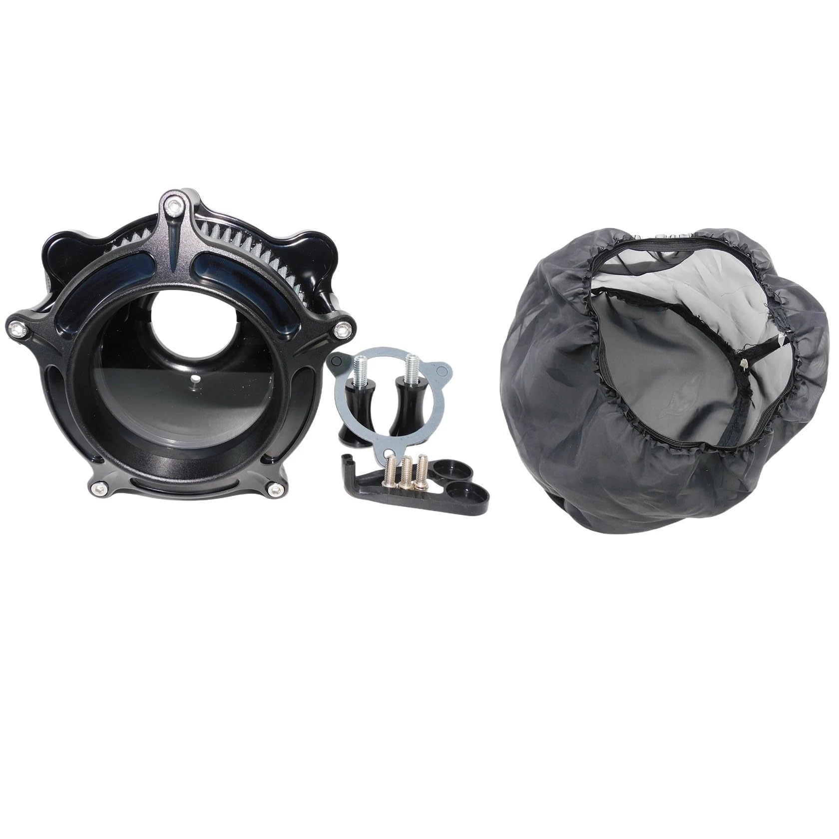 Ansaugluftfilter Motorrad Für Sportster Für Iron XL 883 1200 Für Touring Für Street Glide Für Softail Für Dyna Für FXDLS Motorrad-Luftfilterreinigersystem-Ansaugkit Luftfilter Motorrad(Air Cleaner Set von DECTER