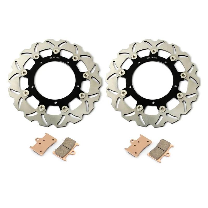 Bremsscheibe Motorrad Für YZF R1 2004-2006 FZ1 1000 2006-2014 Vorne Hinten Bremsscheiben Scheiben Rotoren 320mm Edelstahl set Bremsscheibenrotor(Wave Black) von DECTER